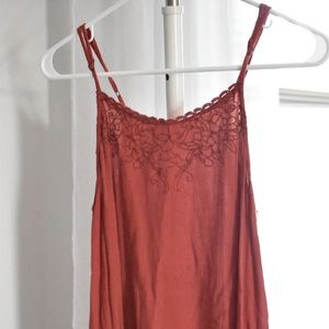 Light red tank with flowering detail - fits S/M